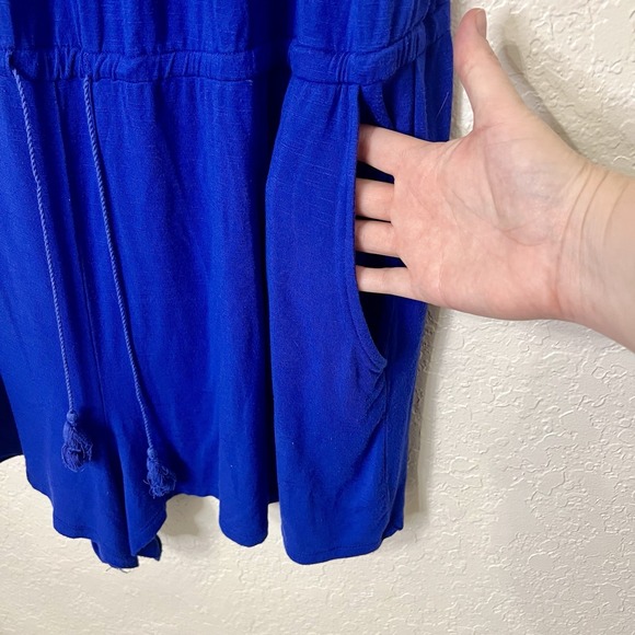 Old Navy Royal Blue Crochet Yoke Romper Shorts Jumpsuit Women's XXL - Picture 6 of 9